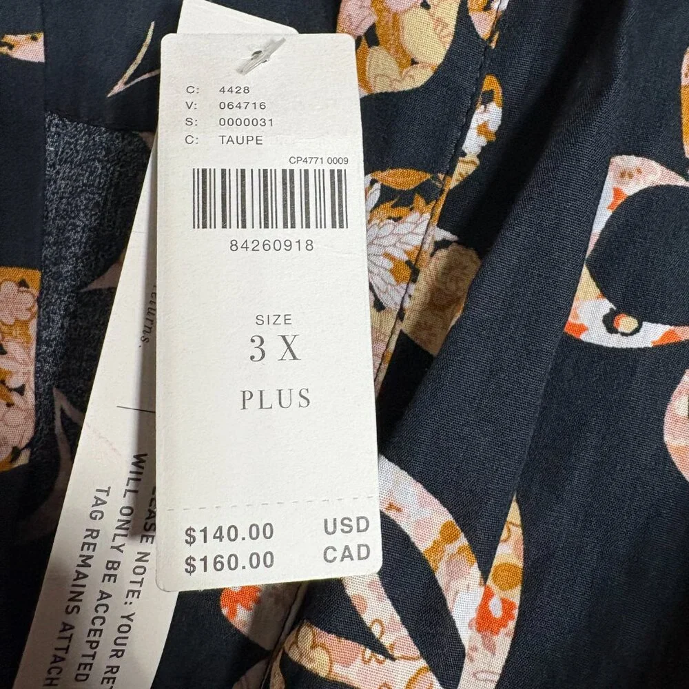 NWT Anthropologie Somerset Mini Dress plus size 3X black neutral floral print - Picture 7 of 10